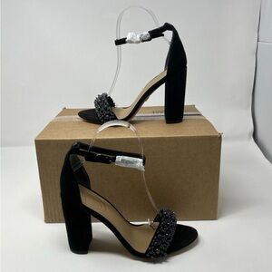 Sam Edelman Yaro Perla Black Suede Block Heel Sandals Women’s 6.5M EU 36.5